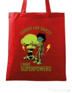 Sacosa din panza I want superpowers Rosu