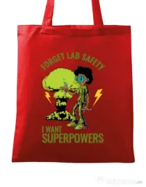 Sacosa din panza I want superpowers Rosu