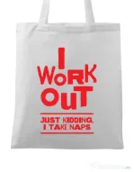 Sacosa din panza I work out Alb