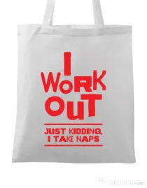 Sacosa din panza I work out Alb