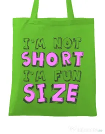 Sacosa din panza I'm not short Verde mar