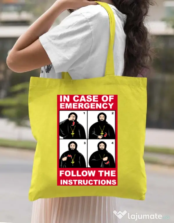 Sacosa din panza In case of emergency Galben