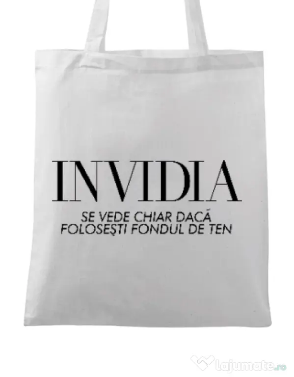 Sacosa din panza Invidia Alb