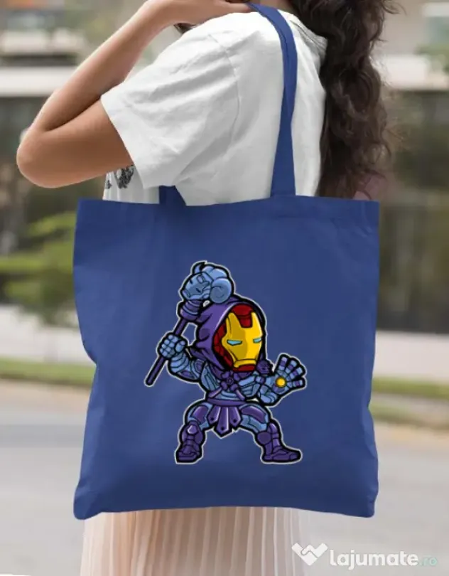 Sacosa din panza Iron Skeletor Albastru regal