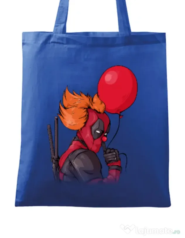 Sacosa din panza IT is Deadpool Albastru regal