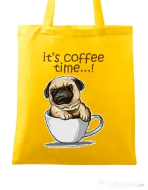 Sacosa din panza Its Coffee Time Galben