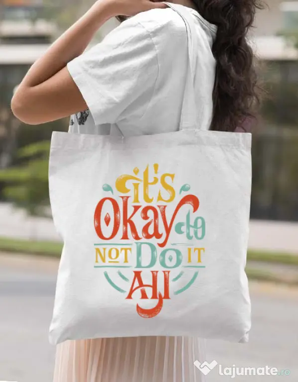 Sacosa din panza Its ok Alb