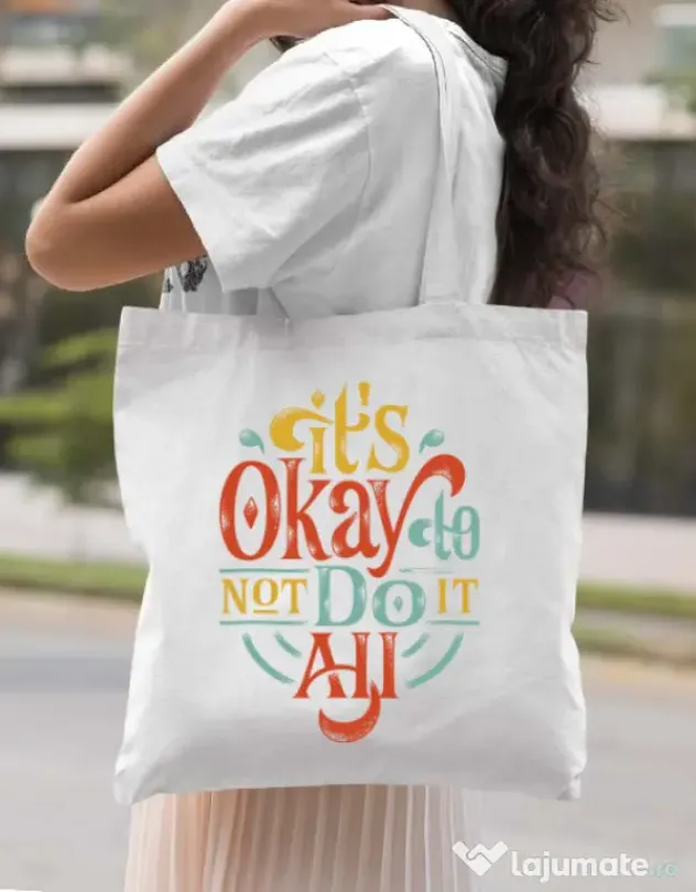 Sacosa din panza Its ok Alb
