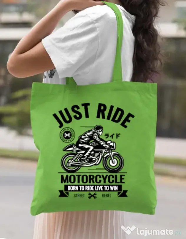 Sacosa din panza Just ride Verde mar