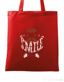 Sacosa din panza Keep smile everyday Rosu