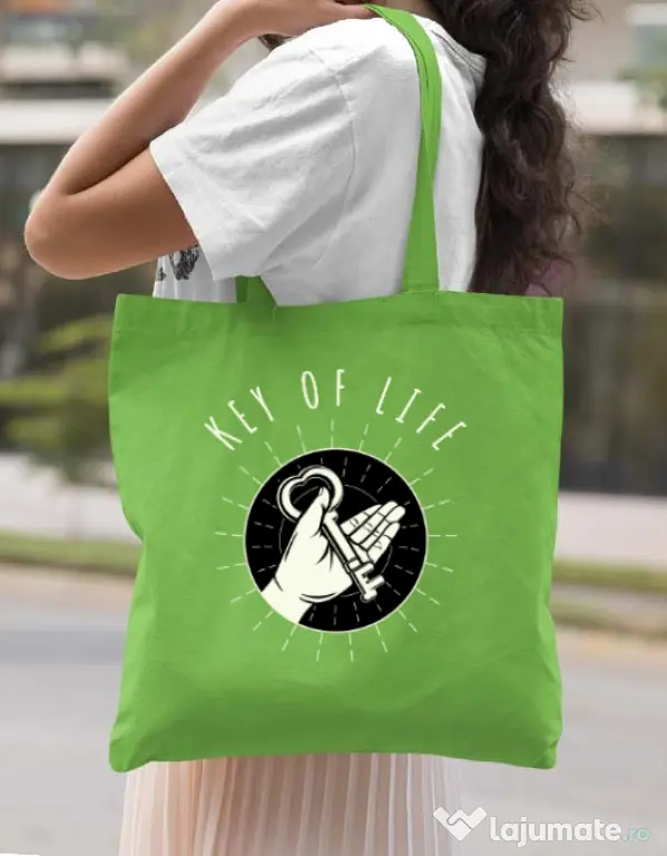 Sacosa din panza Key Of Life Verde mar