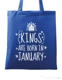 Sacosa din panza Kings are born in january Albastru regal