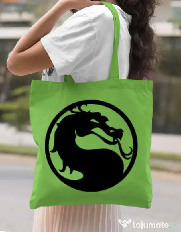 Sacosa din panza Kombat time Verde mar