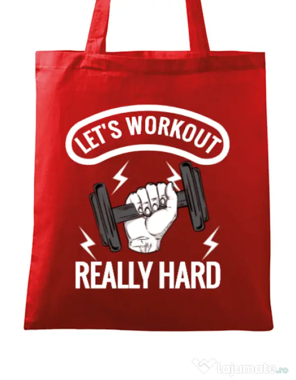 Sacosa din panza Let’s workout Rosu