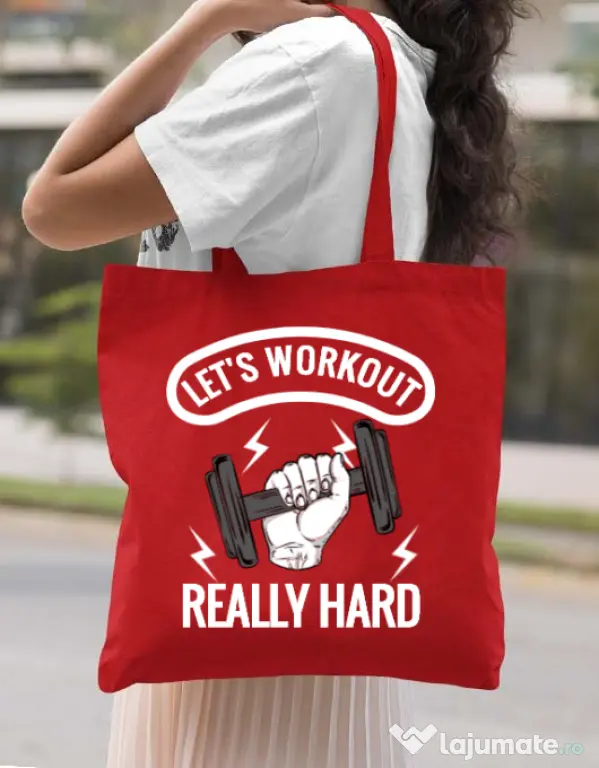 Sacosa din panza Let’s workout Rosu