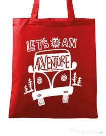 Sacosa din panza Lets Go an Adventure Rosu