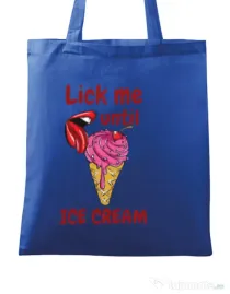 Sacosa din panza Lick me until ice cream Albastru regal