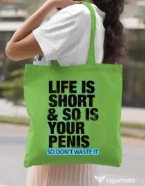Sacosa din panza Life is short Verde mar