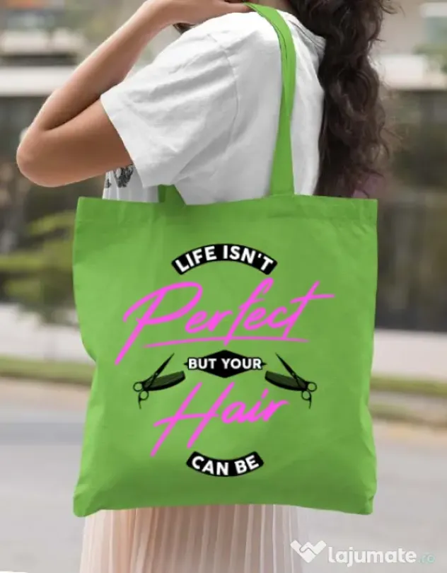 Sacosa din panza Life isnt perfect Verde mar