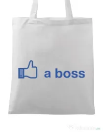 Sacosa din panza Like a boss Facebook Alb