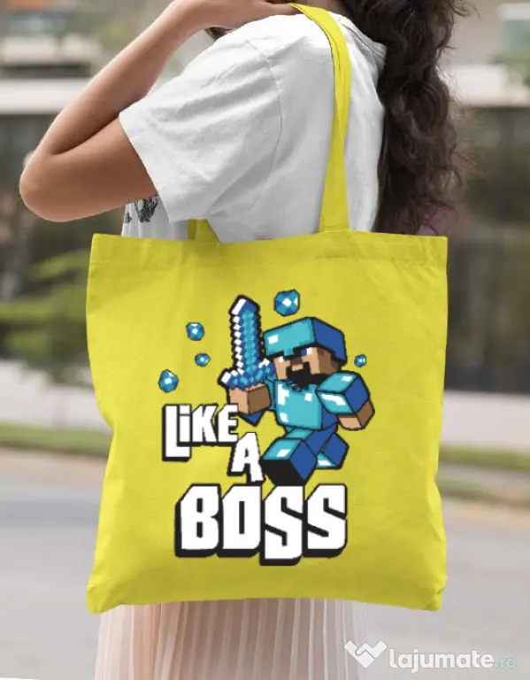 Sacosa din panza Like a boss Galben