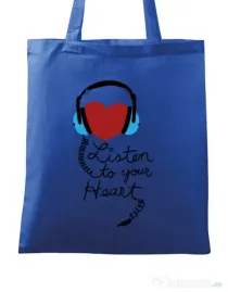 Sacosa din panza Listen to your heart Albastru regal