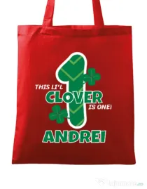 Sacosa din panza Little clover Rosu