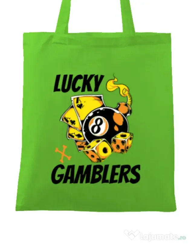 Sacosa din panza Lucky gamblers Verde mar