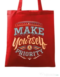 Sacosa din panza Make yourself a priority Rosu