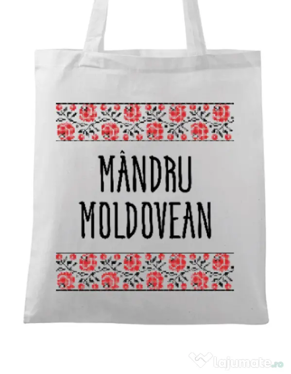 Sacosa din panza Mandru moldovean Alb