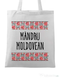 Sacosa din panza Mandru moldovean Alb
