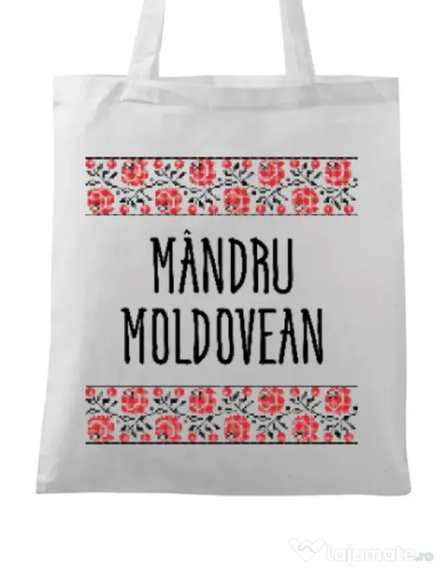 Sacosa din panza Mandru moldovean Alb