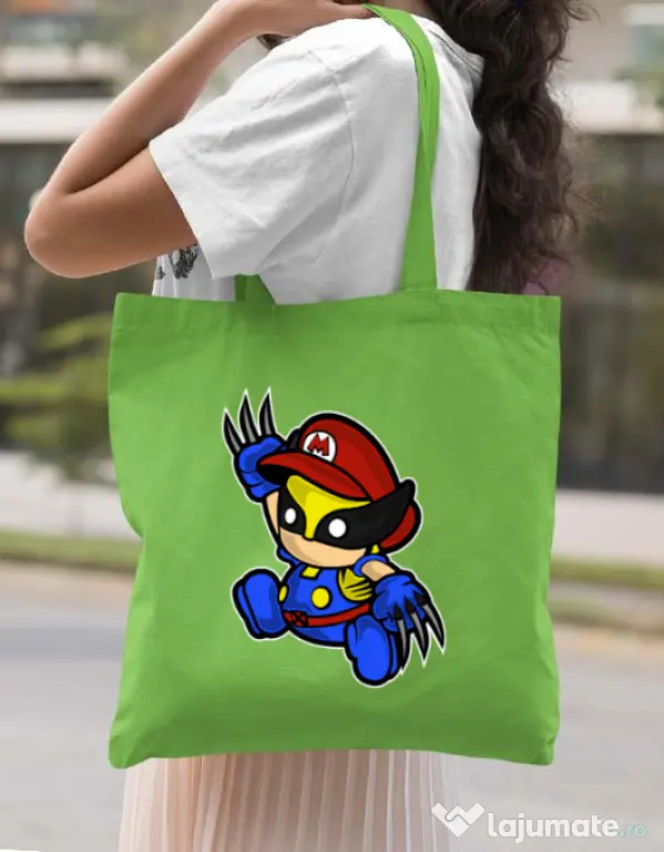 Sacosa din panza Mario Wolverine Verde mar