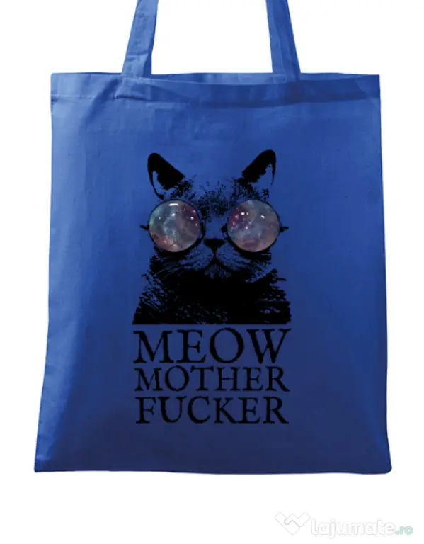 Sacosa din panza Meow motherfucker Albastru regal