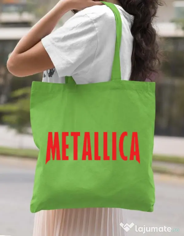 Sacosa din panza Metallica 2 Verde mar