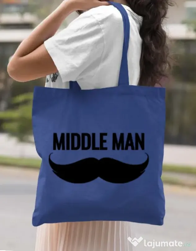 Sacosa din panza Middle man Albastru regal