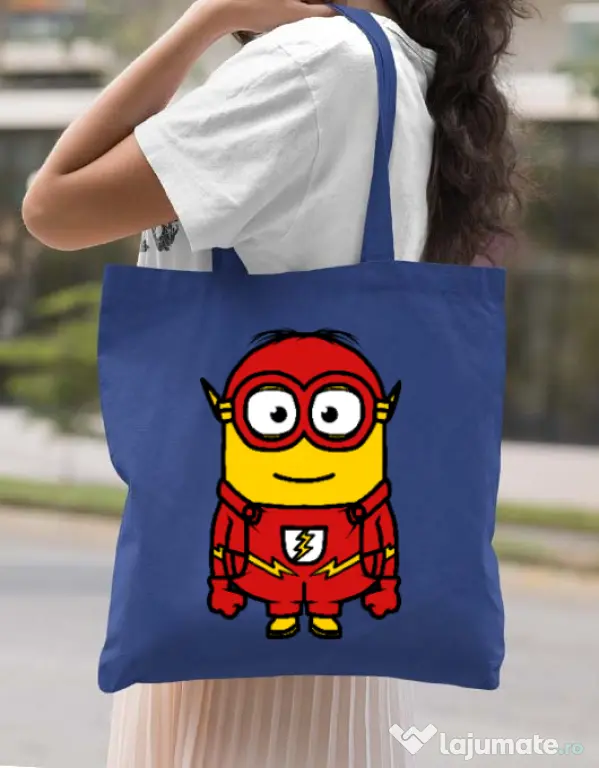 Sacosa din panza Minion flash Albastru regal