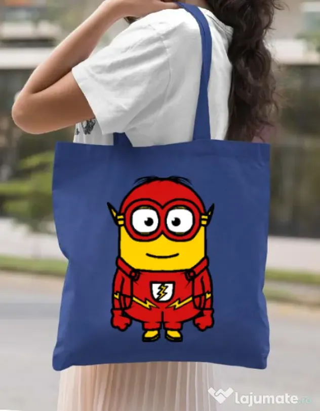 Sacosa din panza Minion flash Albastru regal