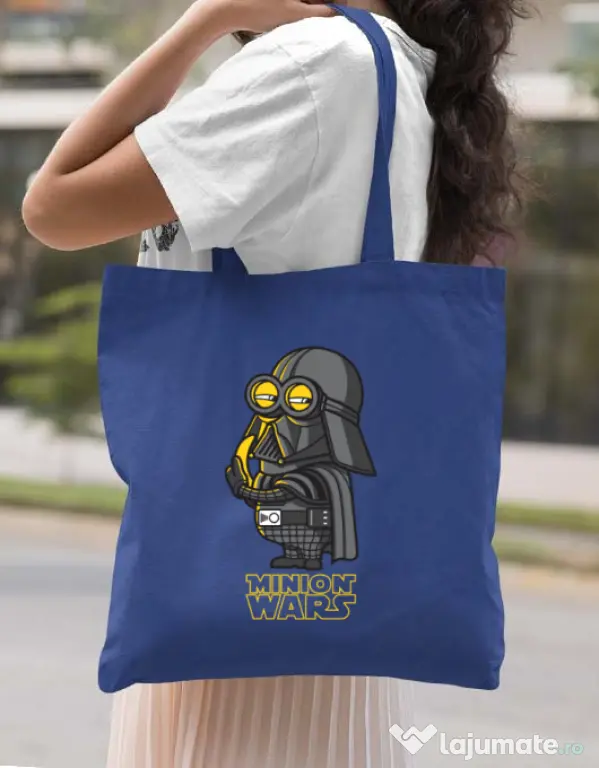 Sacosa din panza Minion Wars Albastru regal