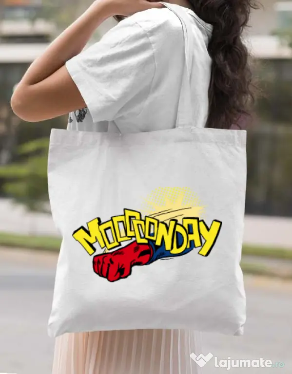Sacosa din panza Mooonday Alb