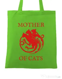Sacosa din panza Mother of cats Verde mar