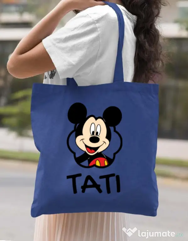 Sacosa din panza Mouse daddy Albastru regal