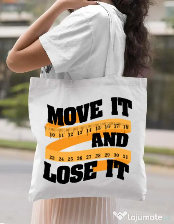 Sacosa din panza Move it and lose it Alb