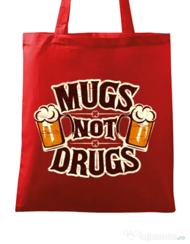 Sacosa din panza Mugs not drugs Rosu