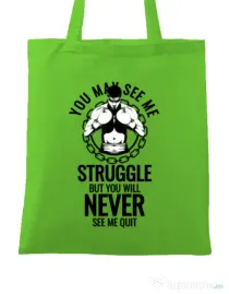 Sacosa din panza Never quit Verde mar