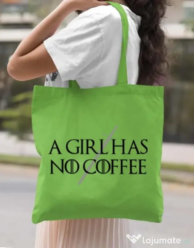 Sacosa din panza No coffee Verde mar