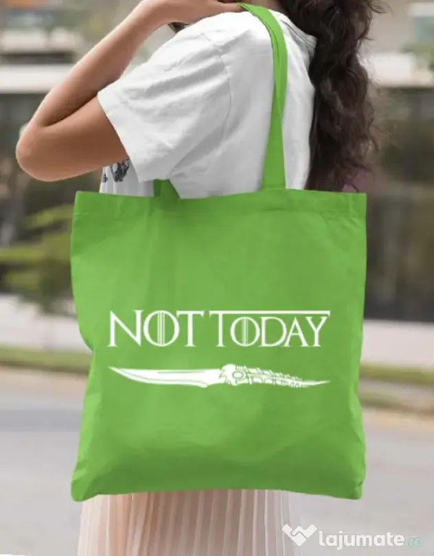 Sacosa din panza Not today Verde mar
