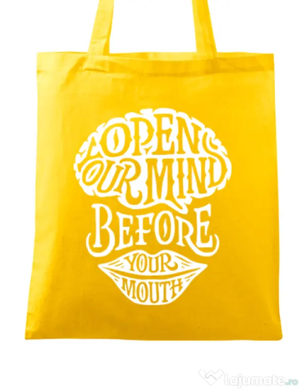 Sacosa din panza Open your mind Galben