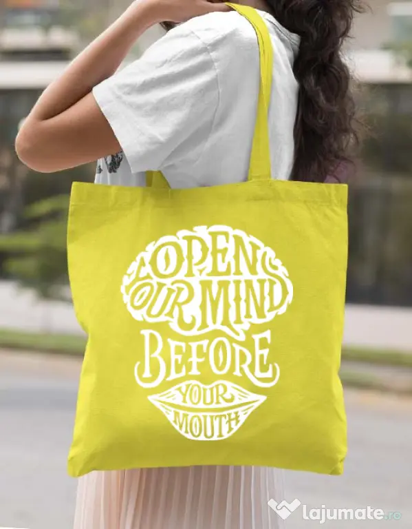 Sacosa din panza Open your mind Galben