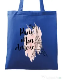 Sacosa din panza Paris mon amour Albastru regal
